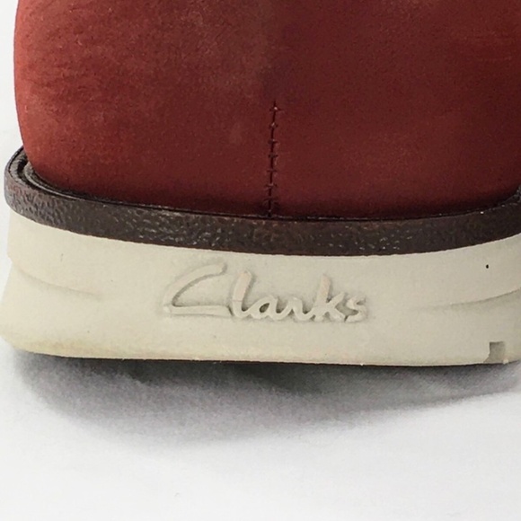 Clarks Mens Trigenic Shoe Deep Red Nubuck Oxford Sneaker Shoe Flex Sole Sz 8 - Picture 7 of 10